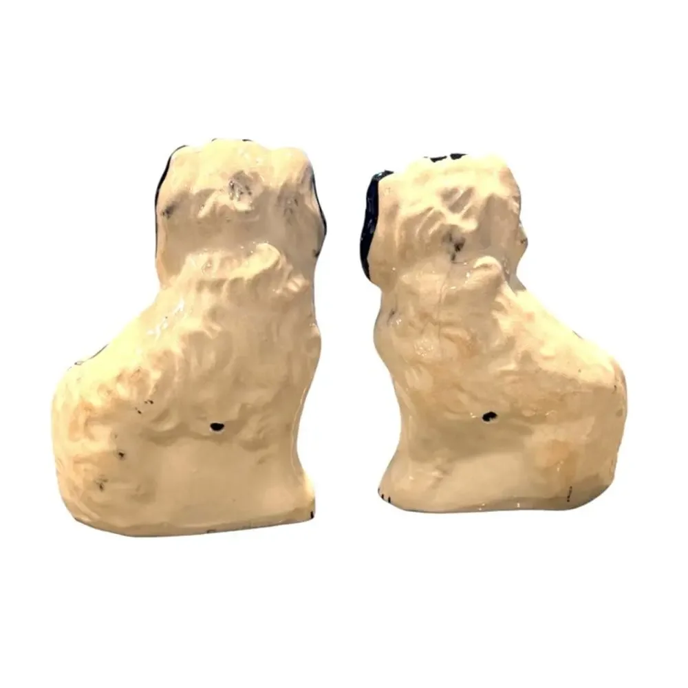 Possible Antique Victorian Staffordshire Spaniel Mantel Dogs Pair 6